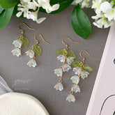 Lily of the Valley Earrings, lily flower dangle earrings, Unique Floral Earring, Gift For Her